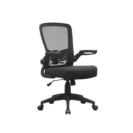 Boss Office Products Deluxe Task Chair, Black Frame, Black Mesh and Fabric with Flip Arms B6366BK-BK